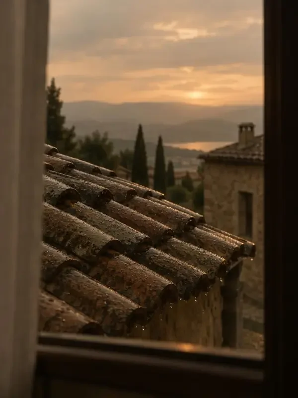 瓦上的雨声 - 被窝首映封面，27分钟，老房子的屋顶漏雨，一家人搬着盆子接。雨停之后，他